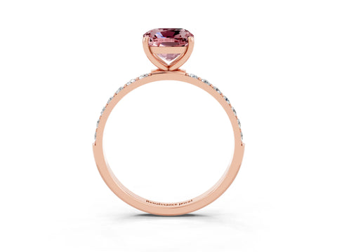 Rose gold Cushion Cut Diamond Pavé Band with Six-Prong Setting_3