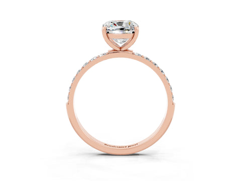 Rose gold Cushion Cut Diamond Pavé Band with Six-Prong Setting_3