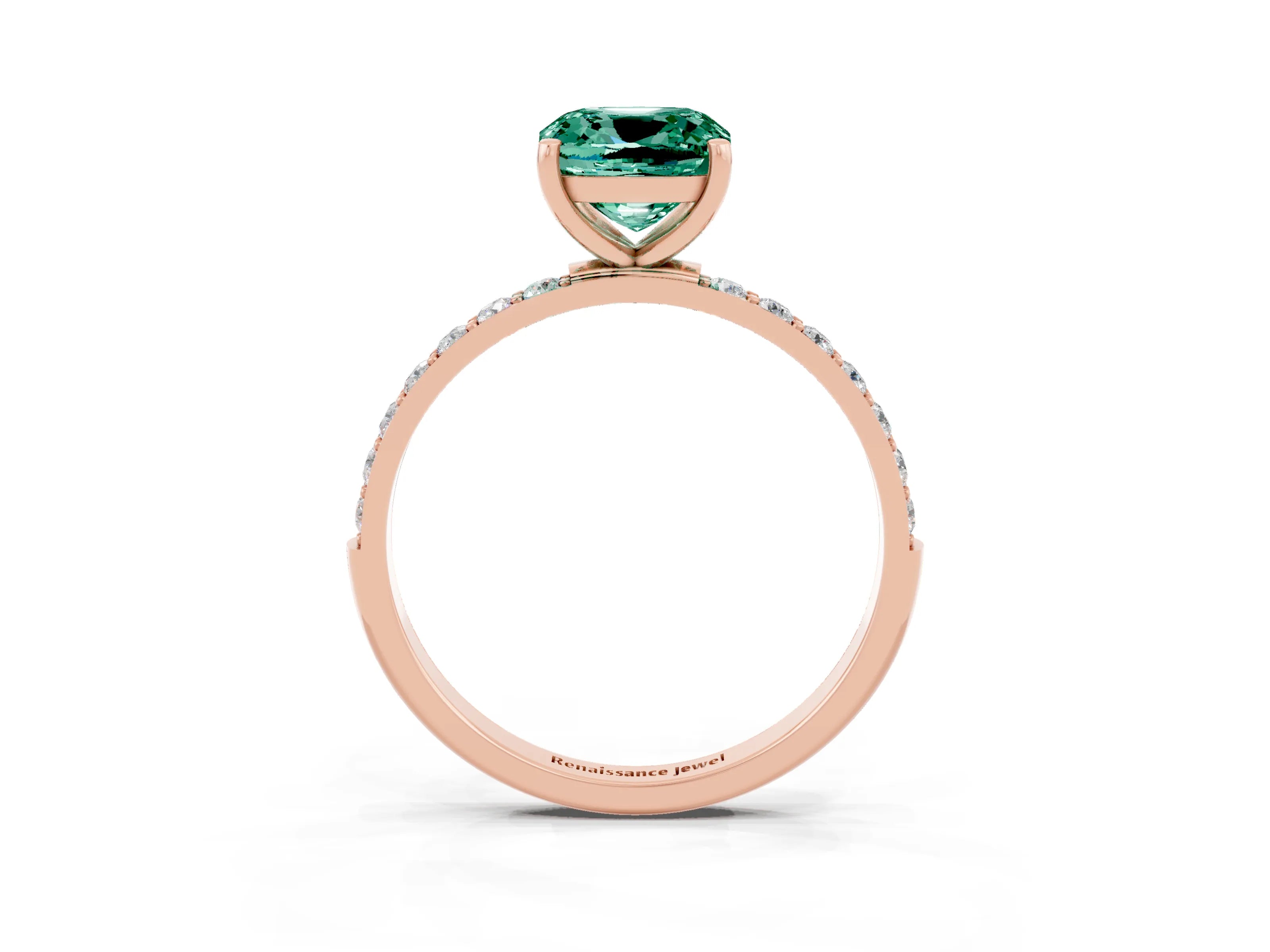 Rose gold Cushion Cut Diamond Pavé Band with Six-Prong Setting_3