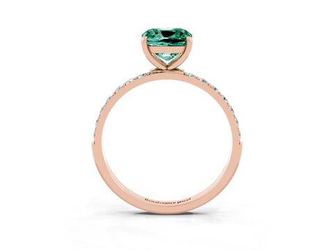 Rose gold Cushion Cut Diamond Pavé Band with Six-Prong Setting_3