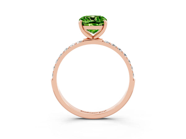 Rose gold Cushion Cut Diamond Pavé Band with Six-Prong Setting