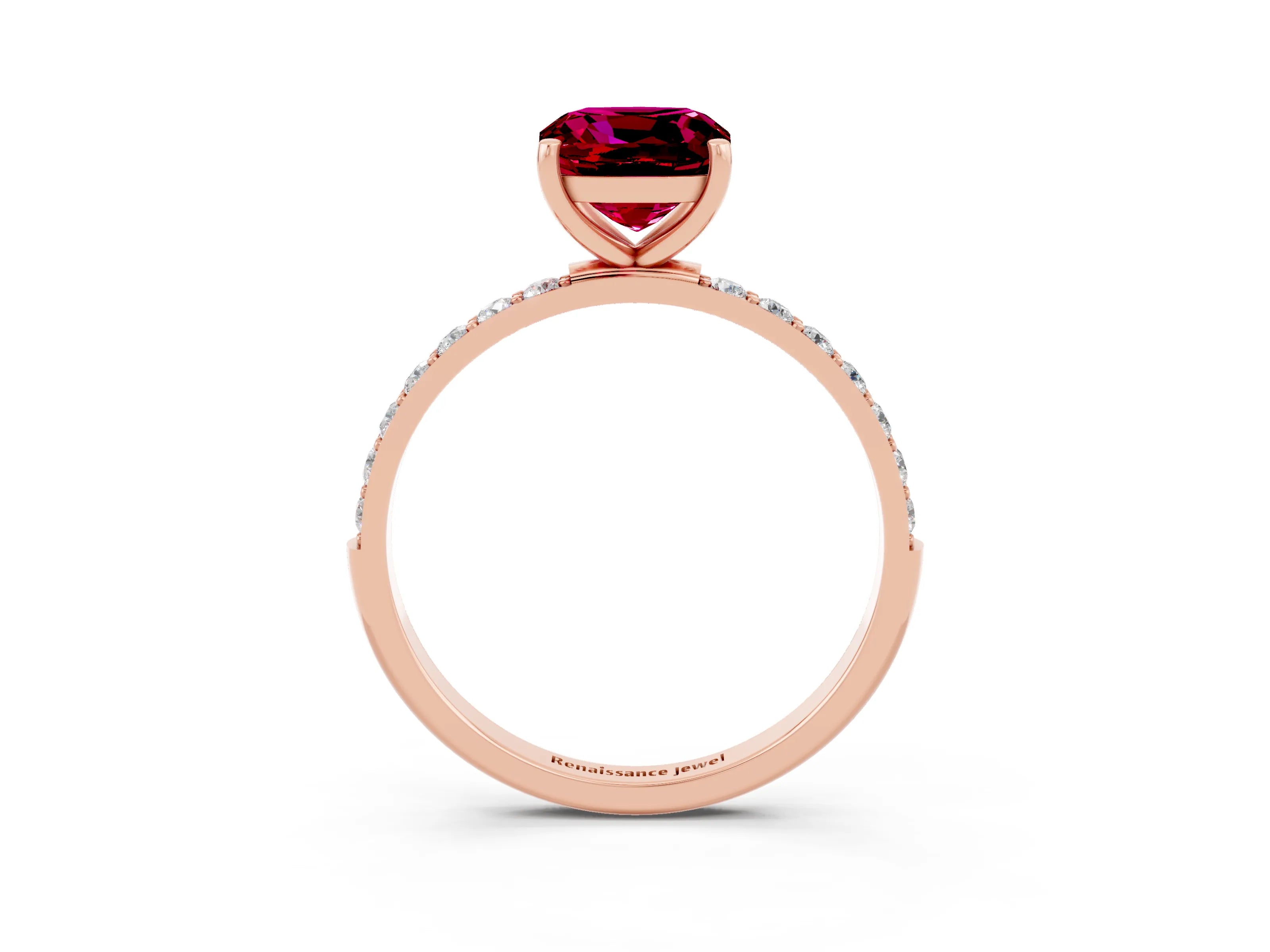 Rose gold Cushion Cut Diamond Pavé Band with Six-Prong Setting_3