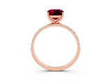 Rose gold Cushion Cut Diamond Pavé Band with Six-Prong Setting_3