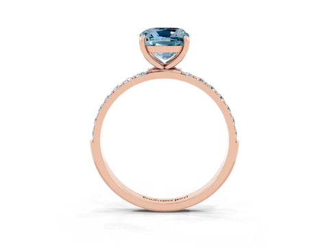 Rose gold Cushion Cut Diamond Pavé Band with Six-Prong Setting_3