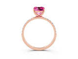 Rose gold Cushion Cut Diamond Pavé Band with Six-Prong Setting_3