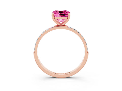 Rose gold Cushion Cut Diamond Pavé Band with Six-Prong Setting_3