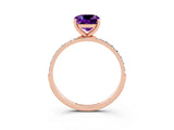 Rose gold Cushion Cut Diamond Pavé Band with Six-Prong Setting_3