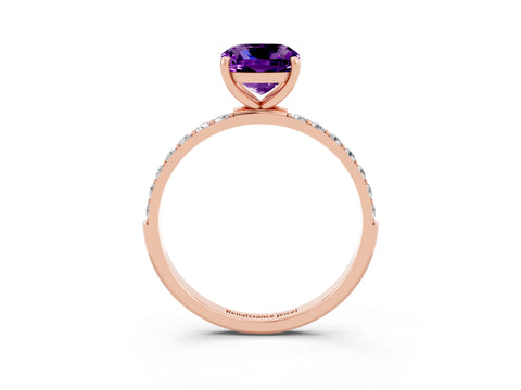 Rose gold Cushion Cut Diamond Pavé Band with Six-Prong Setting_3