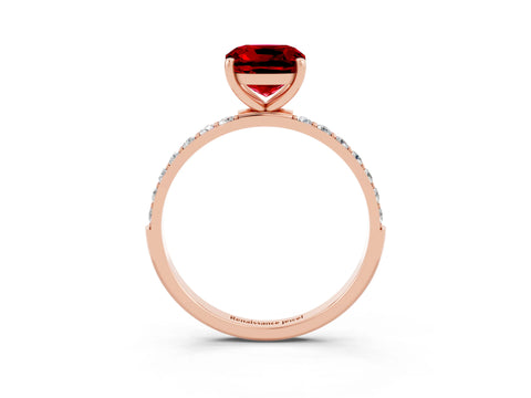 Rose gold Cushion Cut Diamond Pavé Band with Six-Prong Setting_3