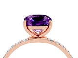 Rose gold Cushion Cut Diamond Pavé Band with Six-Prong Setting_4