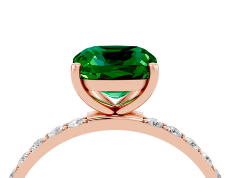 Rose gold Cushion Cut Diamond Pavé Band with Six-Prong Setting_4