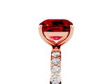Rose gold Cushion Cut Diamond Pavé Band with Six-Prong Setting_5
