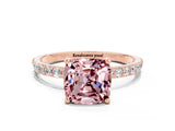 Rose gold Cushion Cut Diamond Pavé Band with Six-Prong Setting