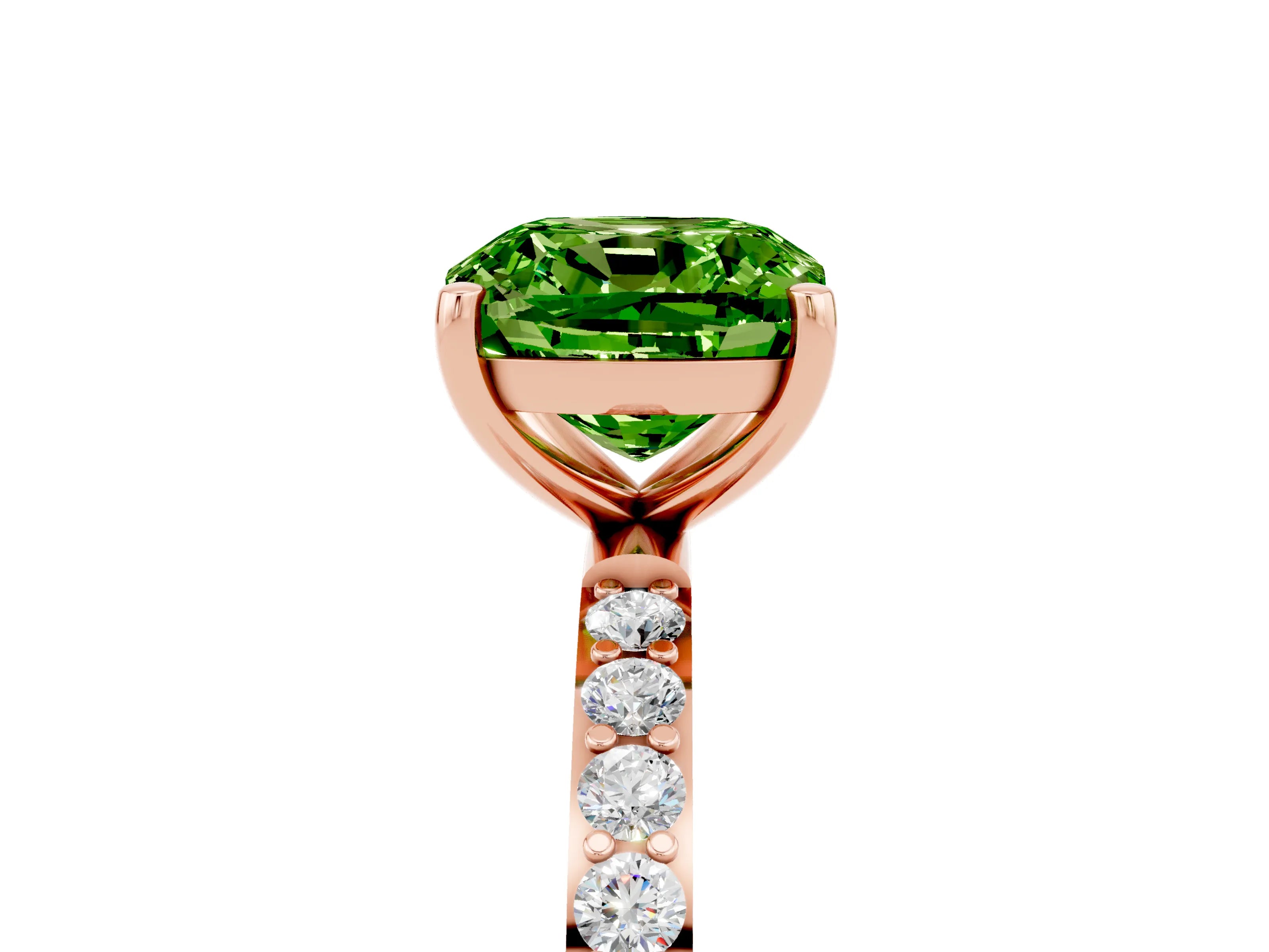 Rose gold Cushion Cut Diamond Pavé Band with Six-Prong Setting_5