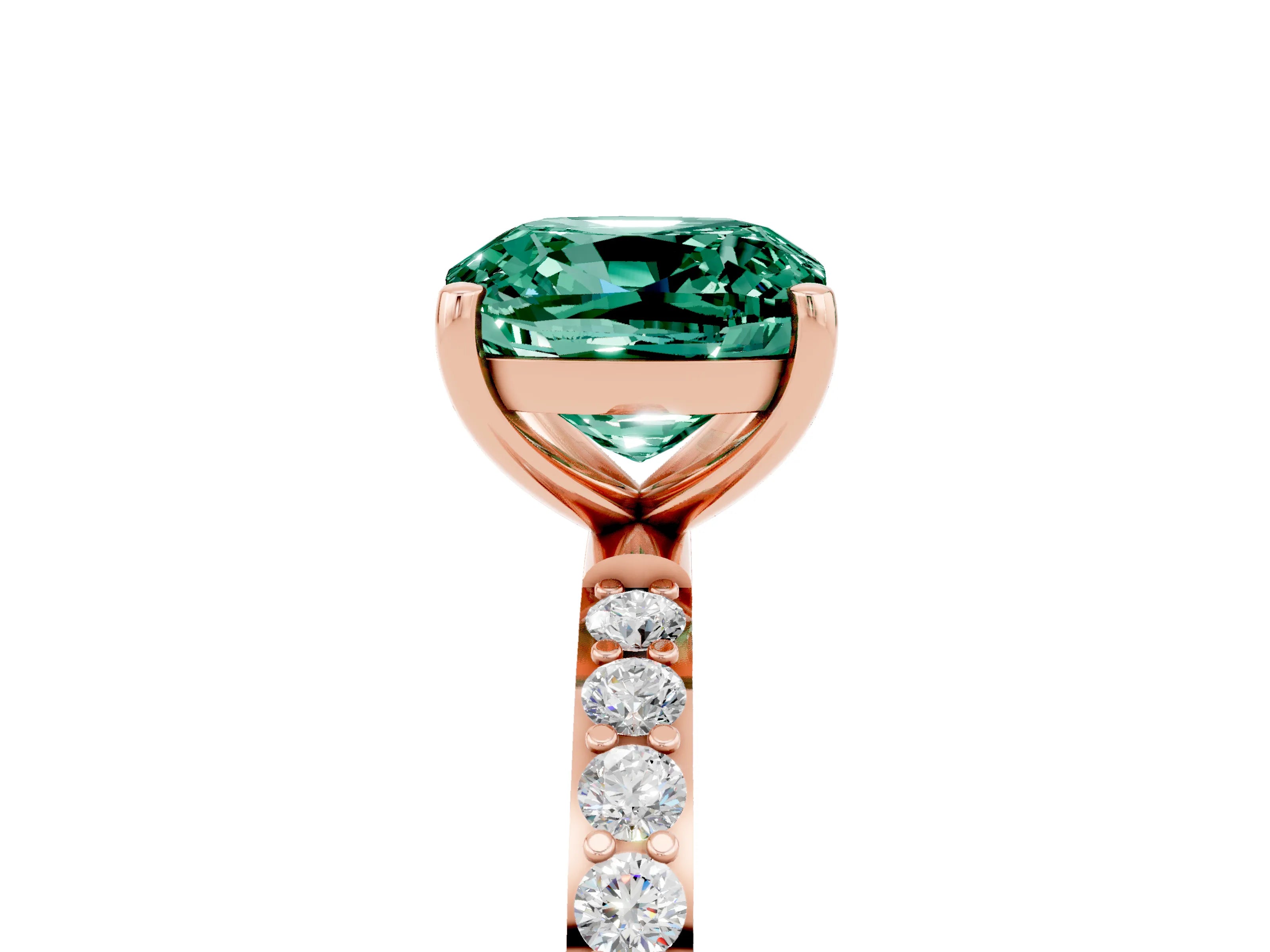 Rose gold Cushion Cut Diamond Pavé Band with Six-Prong Setting_5