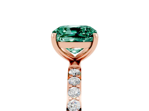 Rose gold Cushion Cut Diamond Pavé Band with Six-Prong Setting_5