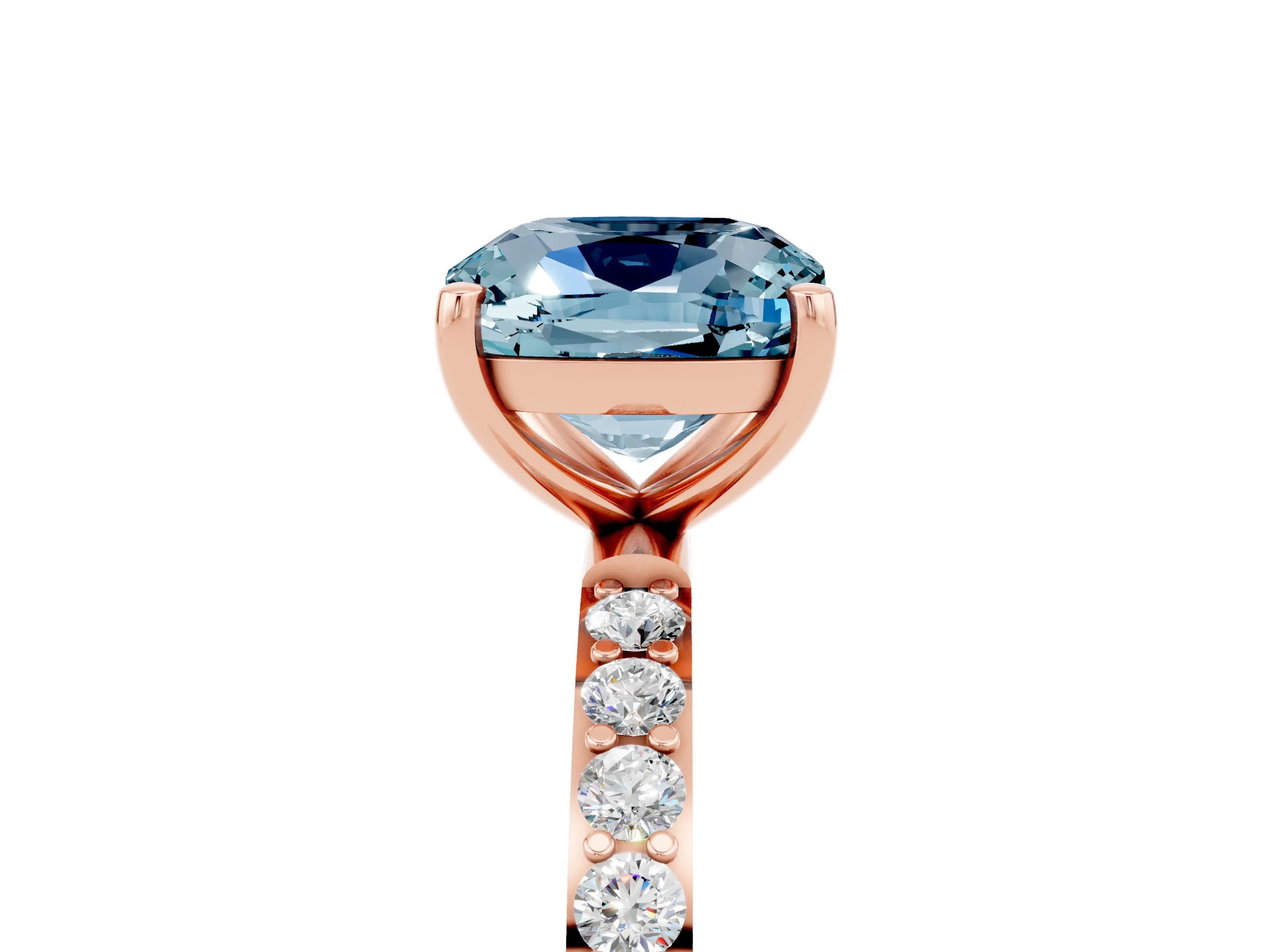 Rose gold Cushion Cut Diamond Pavé Band with Six-Prong Setting_5
