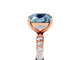 Rose gold Cushion Cut Diamond Pavé Band with Six-Prong Setting_5