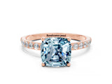 Rose gold Cushion Cut Diamond Pavé Band with Six-Prong Setting