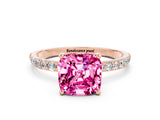 Rose gold Cushion Cut Diamond Pavé Band with Six-Prong Setting