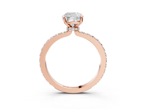 Rose gold Cushion Cut Diamond Pavé Engagement Ring with Round with Moissanite side stone Accents and Prong Setting_3