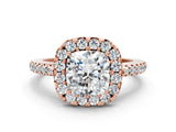 Rose gold Cushion Cut Diamond Pavé Halo Ring with Four-Prong Setting_37