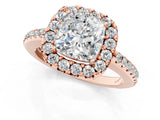 Rose gold Cushion Cut Diamond Pavé Halo Ring with Four-Prong Setting_38