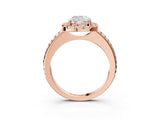 Rose gold Cushion Cut Diamond Pavé Halo Ring with Four-Prong Setting_40