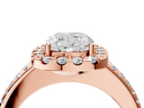 Rose gold Cushion Cut Diamond Pavé Halo Ring with Four-Prong Setting_41