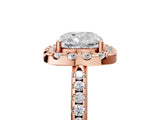 Rose gold Cushion Cut Diamond Pavé Halo Ring with Four-Prong Setting_42