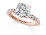 Rose gold Cushion Cut Diamond Pavé Solitaire Engagement Ring with Four-Prong Setting_77