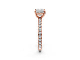 Rose gold Cushion Cut Diamond Pavé Solitaire Ring with Round Band and Prong Setting_14