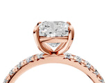 Rose gold Cushion Cut Diamond Pavé Solitaire Ring with Round Band and Prong Setting_16