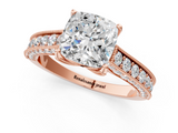 Rose gold Cushion Cut Diamond Pave Band with Four-Prong Setting_56