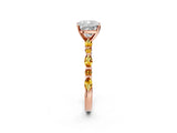 Rose gold Cushion Cut Diamond Ring with Marquise and Round with Citrine side stone Side Stones and Four-Prong Setting_14