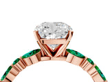 Rose gold Cushion Cut Diamond Ring with Marquise and Round with Emerald side stone Side Stones and Four-Prong Setting_64