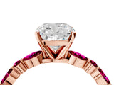 Rose gold Cushion Cut Diamond Ring with Marquise and Round with Garnet side stone Side Stones and Four-Prong Setting_28