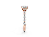 Rose gold Cushion Cut Diamond Ring with Marquise and Round with Moissanite side stone Side Stones and Four-Prong Setting_62