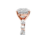 Rose gold Cushion Cut Diamond Ring with Marquise and Round with Moissanite side stone Side Stones and Four-Prong Setting_65