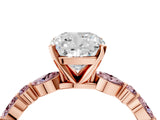 Rose gold Cushion Cut Diamond Ring with Marquise and Round with Morganite side stone Side Stones and Four-Prong Setting_28
