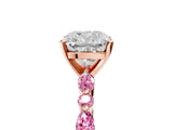 Rose gold Cushion Cut Diamond Ring with Marquise and Round with Pink Sapphire side stone Side Stones and Four-Prong Setting_17