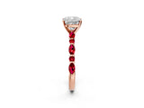 Rose gold Cushion Cut Diamond Ring with Marquise and Round with Ruby side stone Side Stones and Four-Prong Setting_38