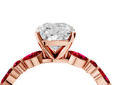 Rose gold Cushion Cut Diamond Ring with Marquise and Round with Ruby side stone Side Stones and Four-Prong Setting_40