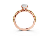 Rose gold Cushion Cut Diamond Ring with Marquise and Round with Yellow Sapphire side stone Side Stones and Four-Prong Setting_27