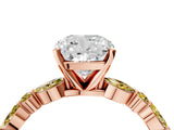 Rose gold Cushion Cut Diamond Ring with Marquise and Round with Yellow Sapphire side stone Side Stones and Four-Prong Setting_28