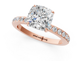 Rose gold Cushion Cut Diamond Ring with Pavé Band and Four-Prong Setting_85
