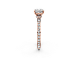 Rose gold Cushion Cut Diamond Ring with Pavé Band and Four-Prong Setting_86
