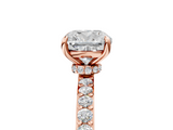 Rose gold Cushion Cut Diamond Ring with Pavé Band and Four-Prong Setting_89