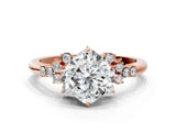 Rose gold Cushion Cut Diamond Ring with Side Stones and Four-Prong Setting_133