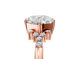 Rose gold Cushion Cut Diamond Ring with Side Stones and Four-Prong Setting_138